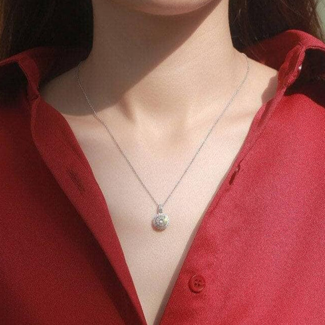 1.0 Ct Diamond Halo Pendant Necklace-Black Diamonds New York