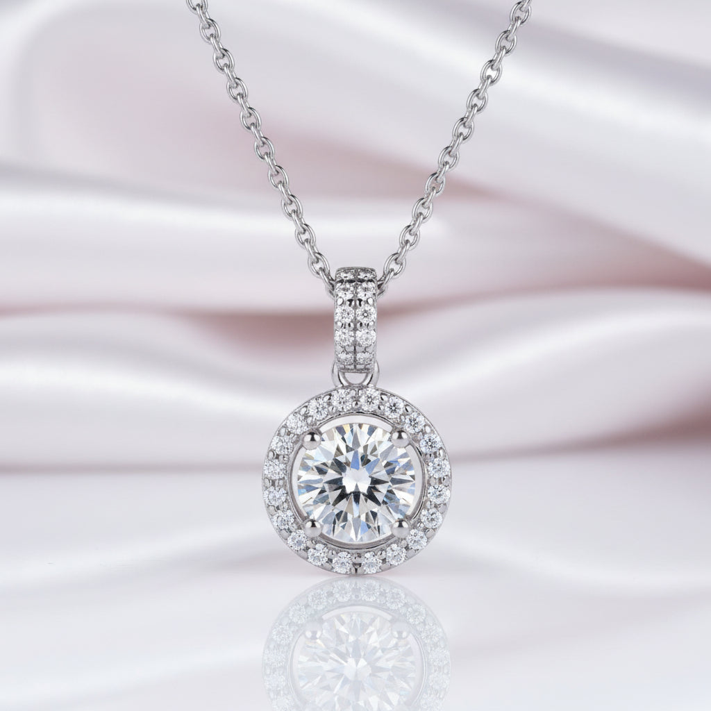 1.0 Ct Diamond Option Halo Pendant Necklace-Black Diamonds New York