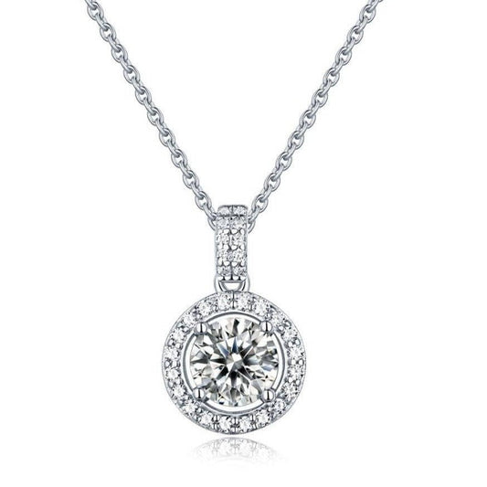 1ct Diamond Halo Pendant Necklace-Black Diamonds New York