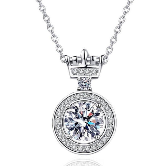 1ct Diamond Princess Crown Pendant Necklace-Black Diamonds New York