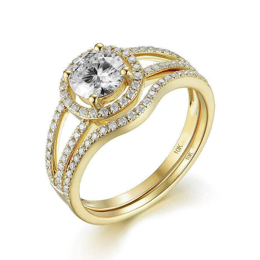 1ct Natural Diamond Solitaire Solid 10k Yellow Gold Engagement Ring Set-Black Diamonds New York