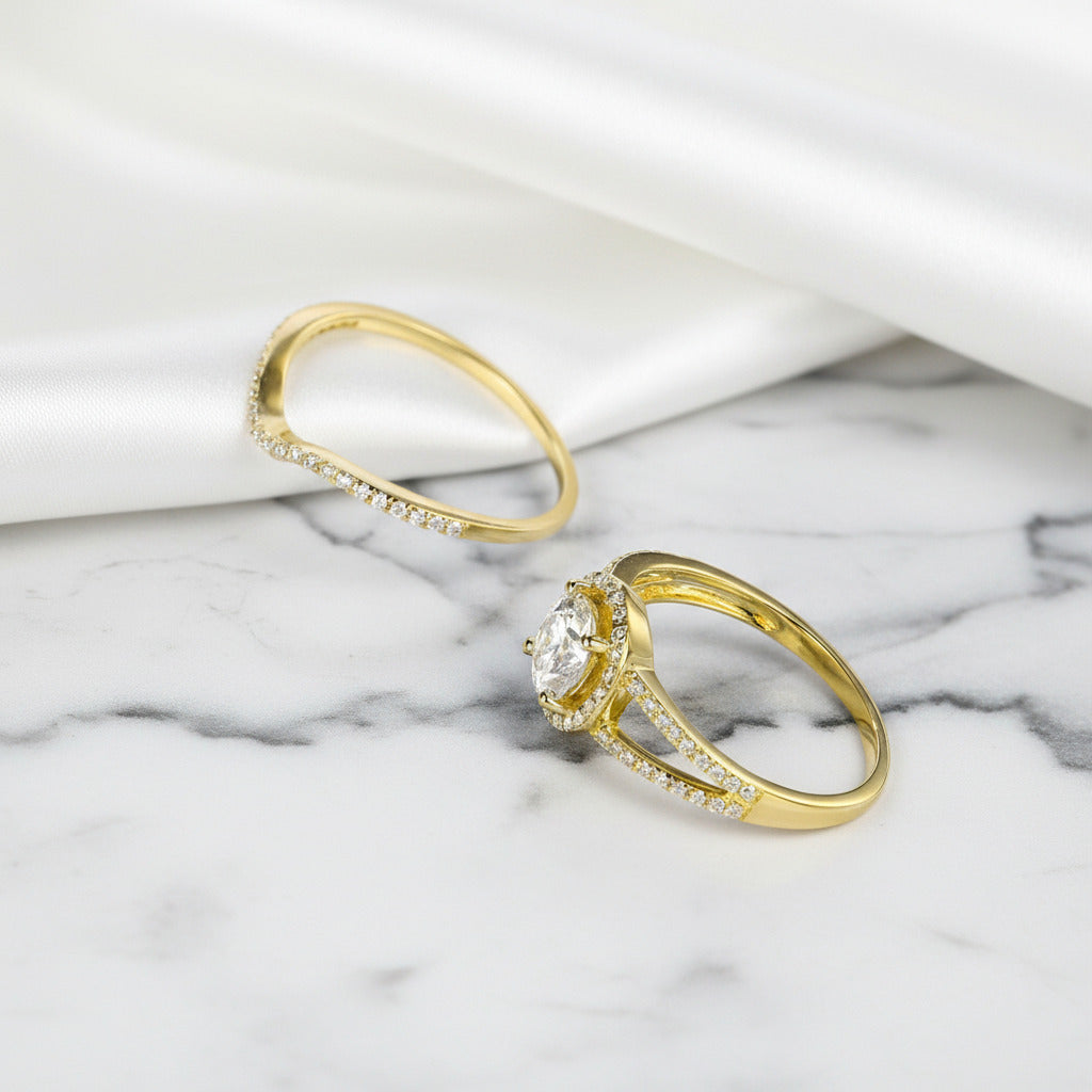 1ct Diamond Option Solitaire Solid 10k Yellow Gold Engagement Ring Set-Black Diamonds New York