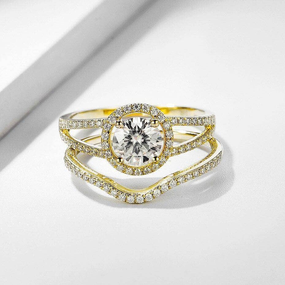 1ct Natural Diamond Solitaire Solid 10k Yellow Gold Engagement Ring Set-Black Diamonds New York