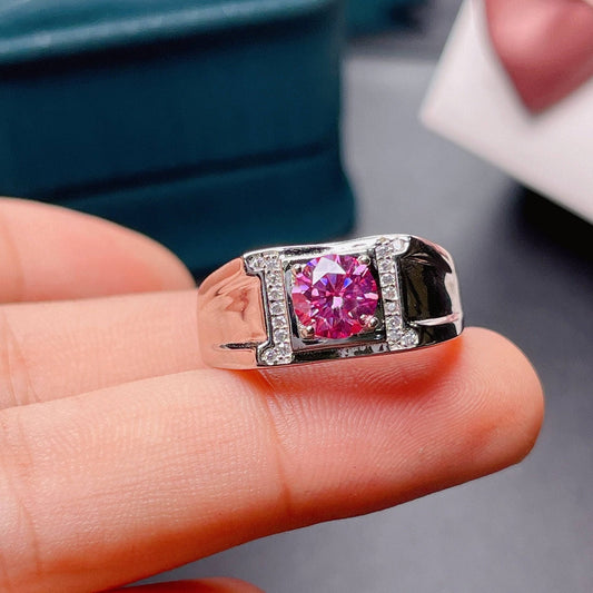 1ct Pink Diamond Men's Ring-Black Diamonds New York