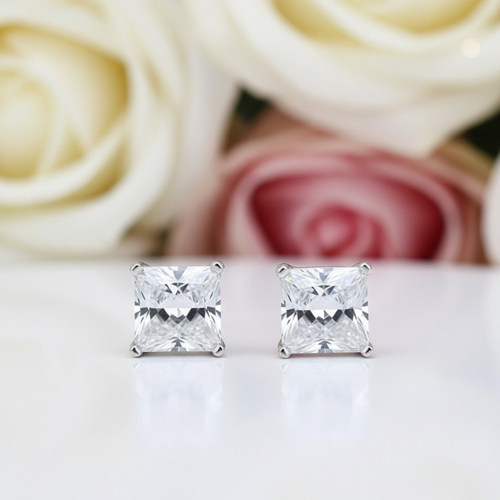1ct Princess Cut Diamond Stud Earrings-Black Diamonds New York