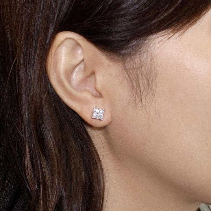 1ct Princess Cut Created Diamond Stud Earrings-Black Diamonds New York