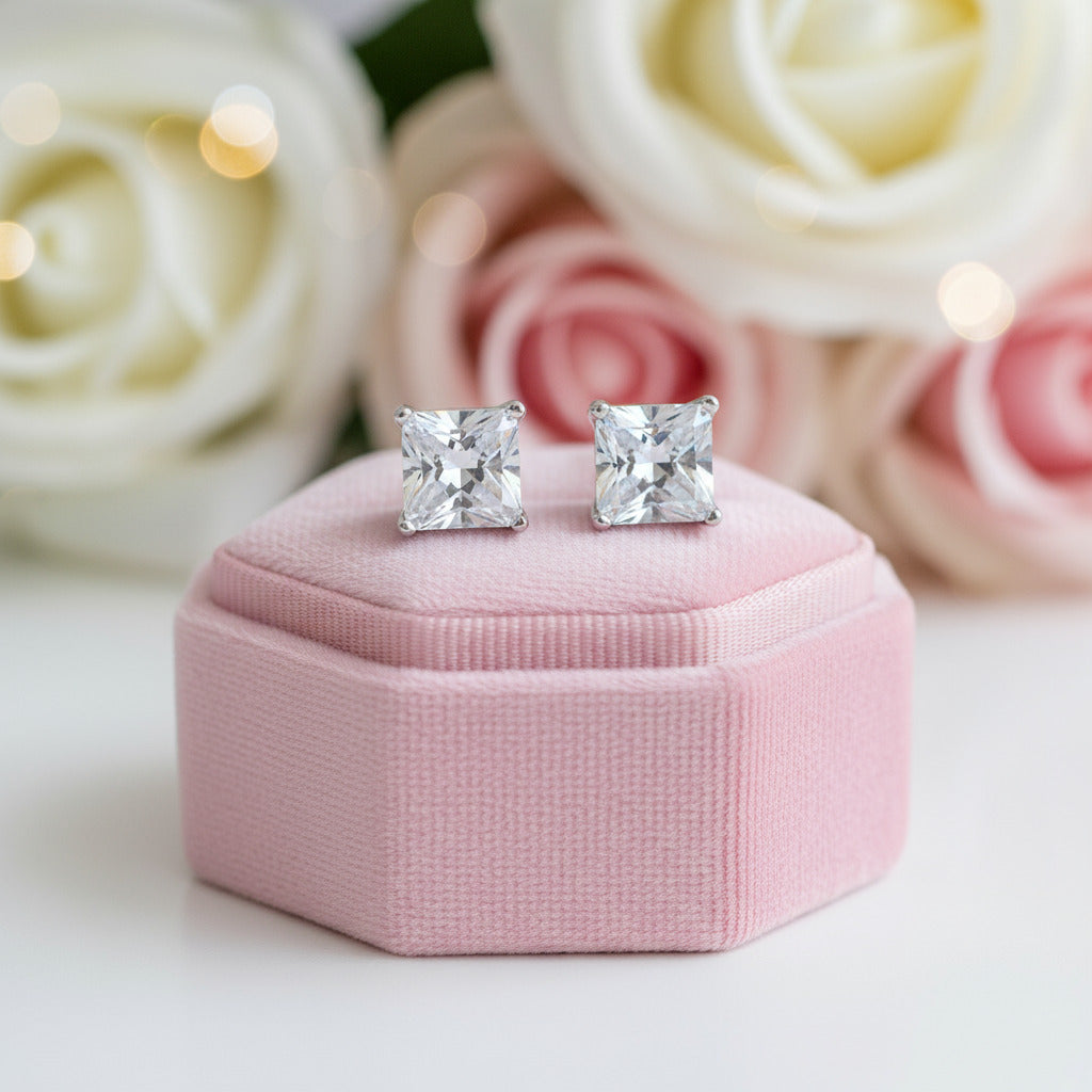 1ct Princess Cut Diamond Stud Earrings-Black Diamonds New York