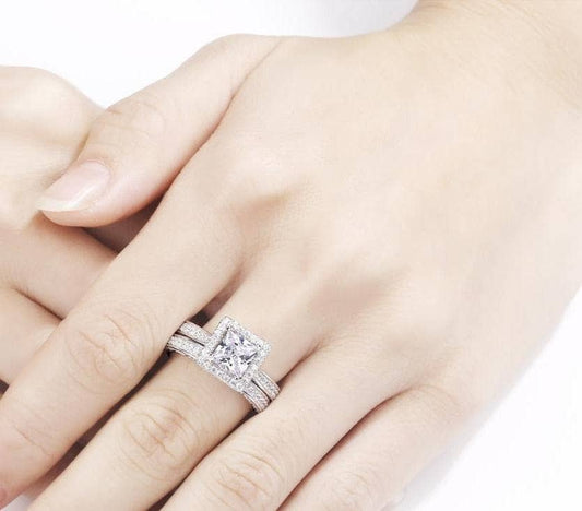 1ct Princess Cut Created Diamond Engagement Ring Set-Black Diamonds New York