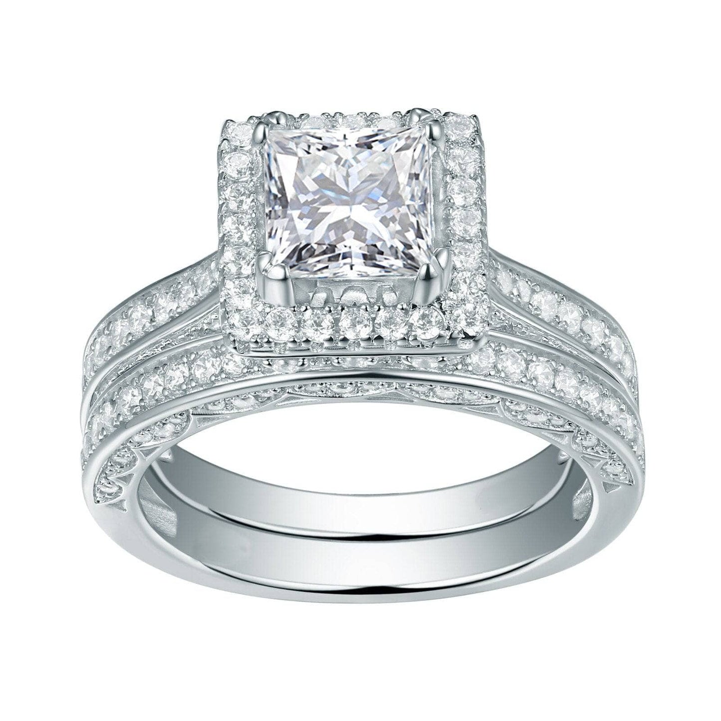 1ct Princess Cut EVN Stone Engagement Ring Set-Black Diamonds New York