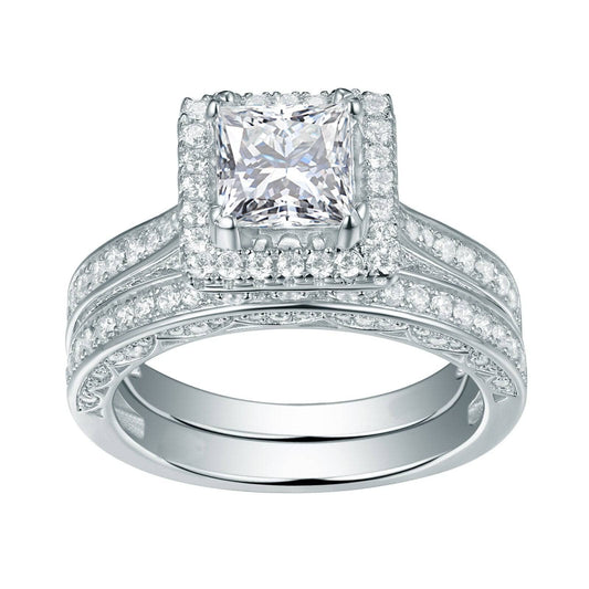 1ct Princess Cut Created Diamond Engagement Ring Set-Black Diamonds New York