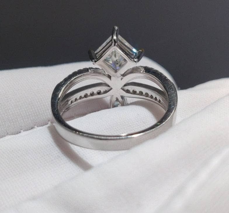 1ct Princess Cut Moissanite Cute Water Drop Crown Engagement Ring - Black Diamonds New York
