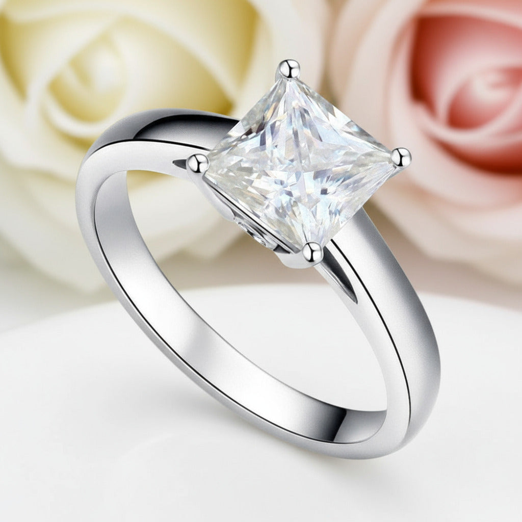 1ct Princess Cut Diamond 14k White Gold-Black Diamonds New York