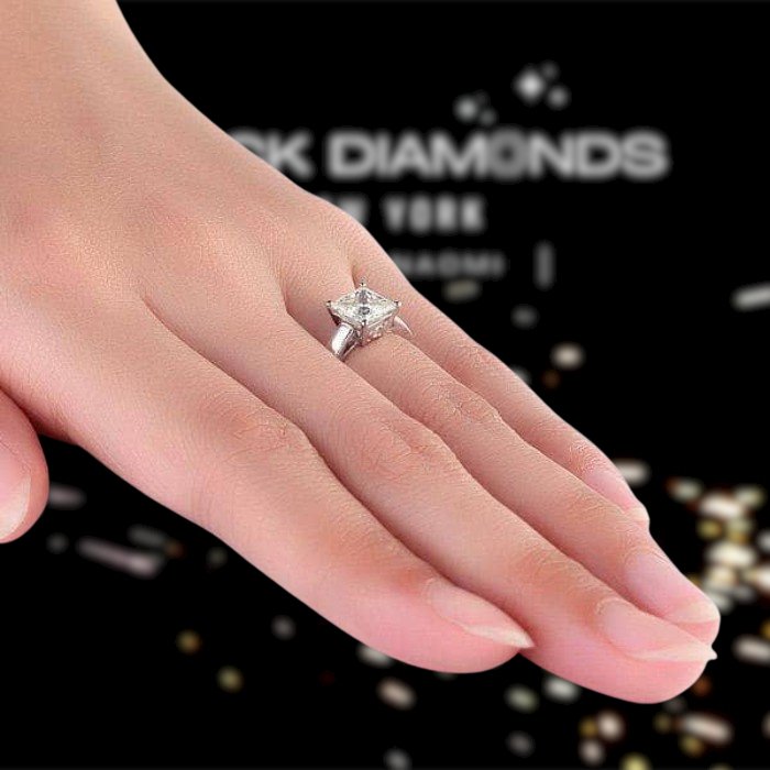 1ct Princess Cut Moissanite Diamond 14K White Gold-Black Diamonds New York