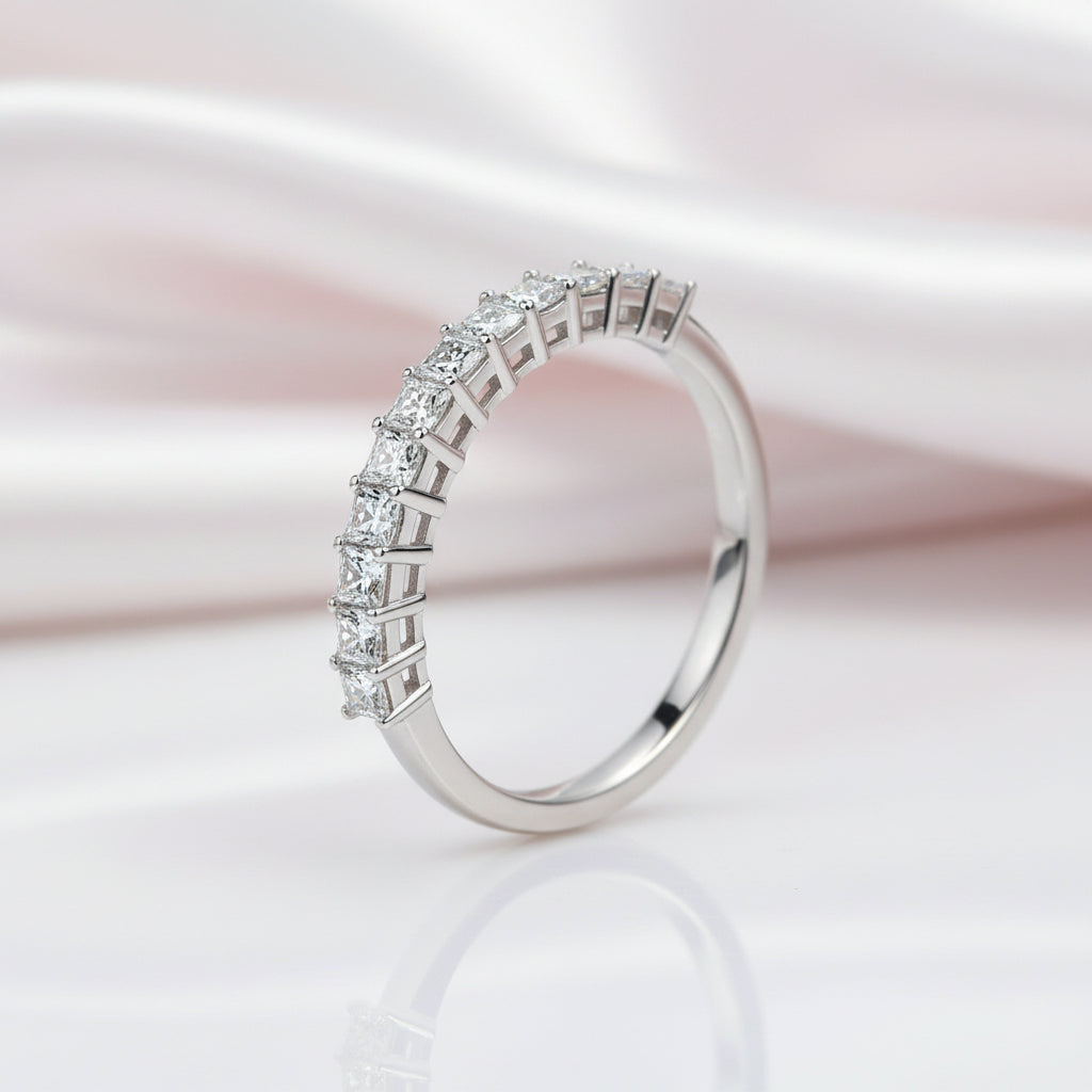 1ct Princess Cut Diamond Option Half Eternity Wedding Band-Black Diamonds New York