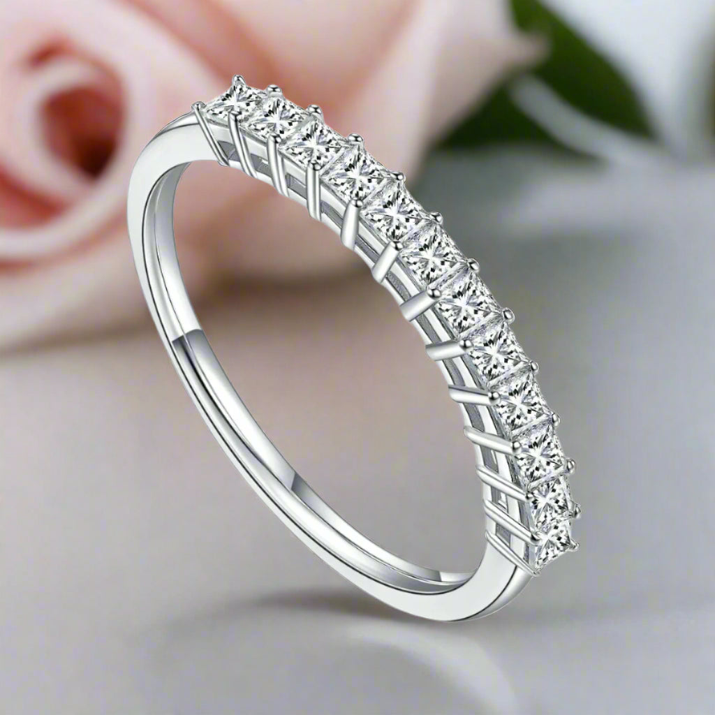 1ct Princess Cut Diamond Half Eternity Wedding Band-Black Diamonds New York