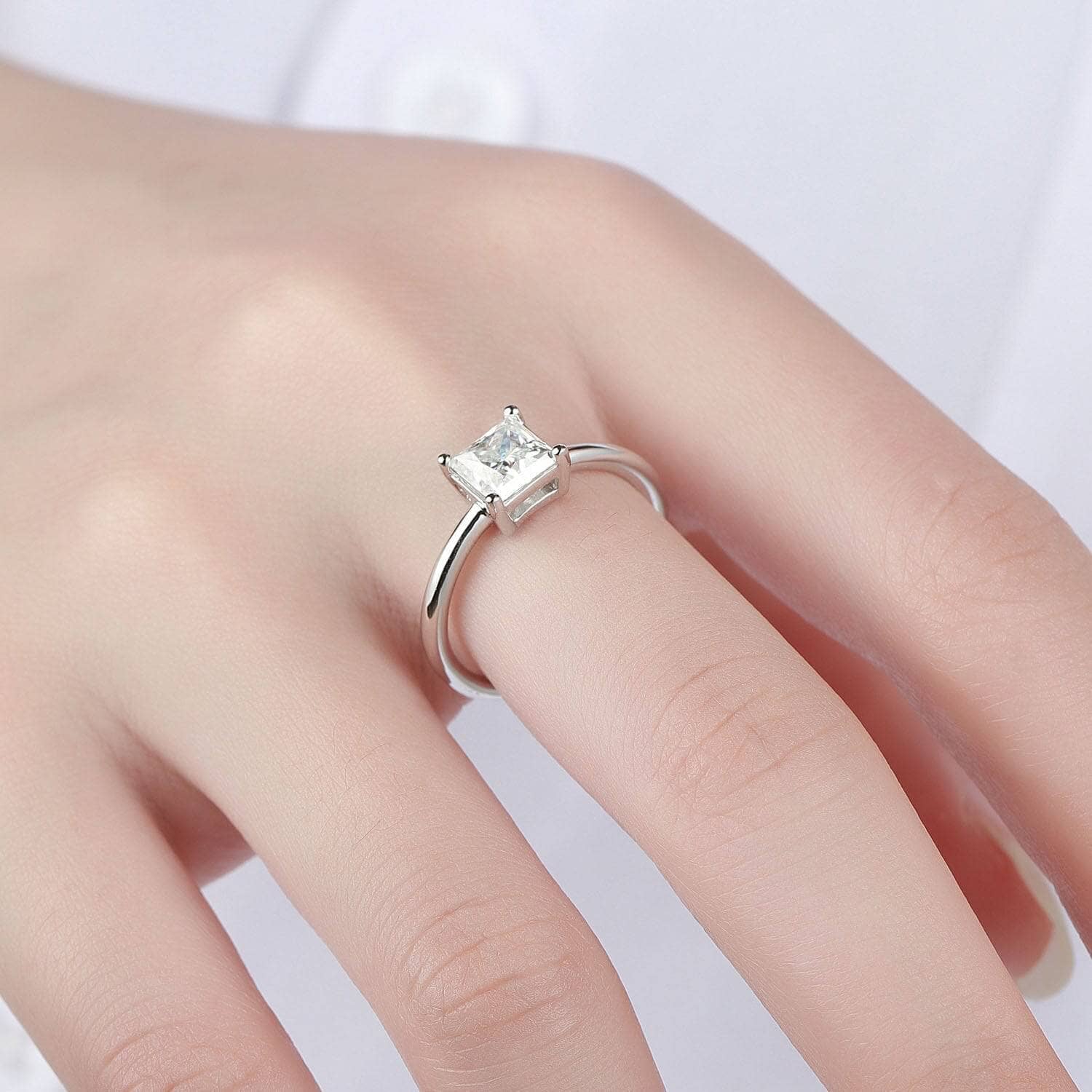1ct Princess Cut Diamond Solitaire Engagement Ring-Black Diamonds New York