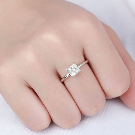 1ct Princess Cut Diamond Solitaire Engagement Ring-Black Diamonds New York