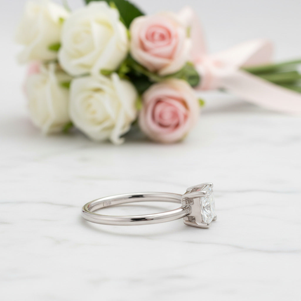 1.0 Ct Princess Cut Diamond Option Solitaire Engagement Ring-Black Diamonds New York