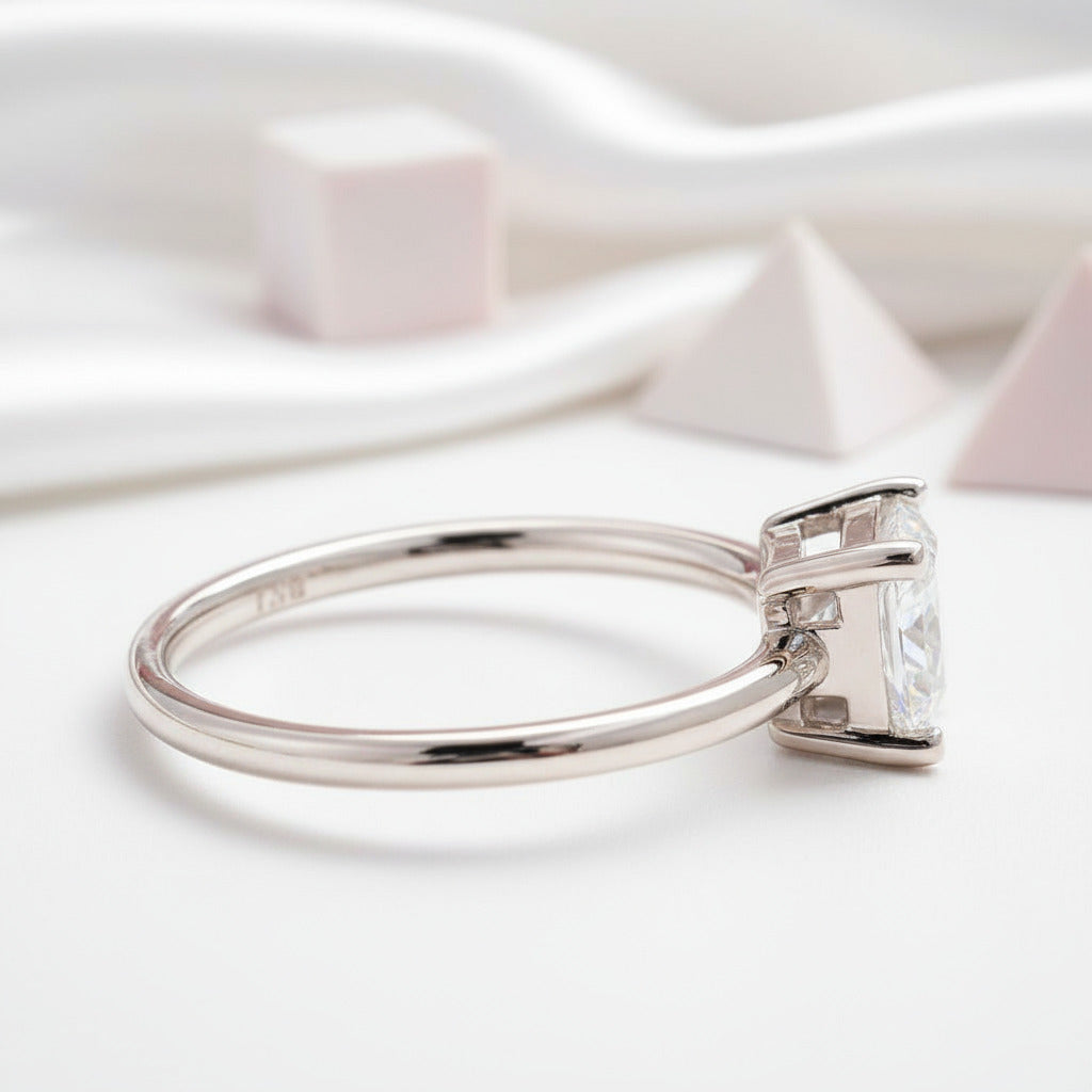 1.0 Ct Princess Cut Diamond Solitaire Engagement Ring-Black Diamonds New York