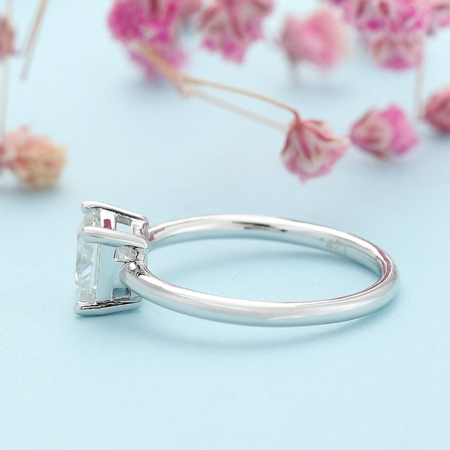 1ct Princess Cut Moissanite Solitaire Engagement Ring - Black Diamonds New York