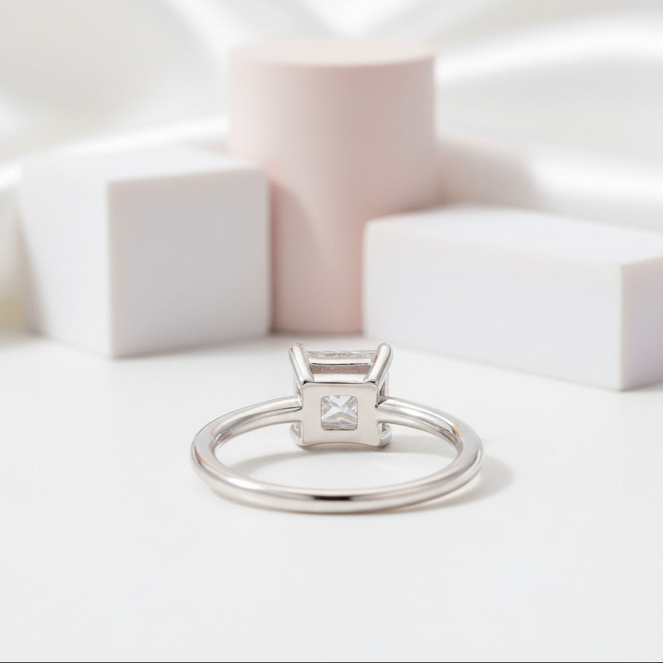 1.0 Ct Princess Cut Diamond Solitaire Engagement Ring-Black Diamonds New York