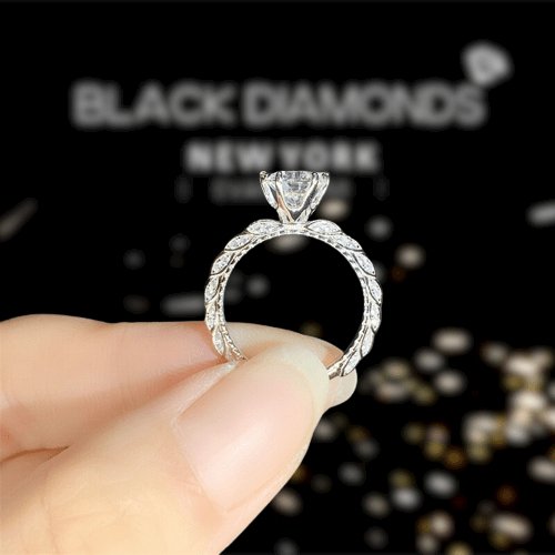 1ct Round Cut D Color Moissanite Engagement Ring - Black Diamonds New York