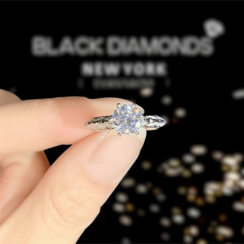 1ct Round Cut D Color Diamond Engagement Ring-Black Diamonds New York
