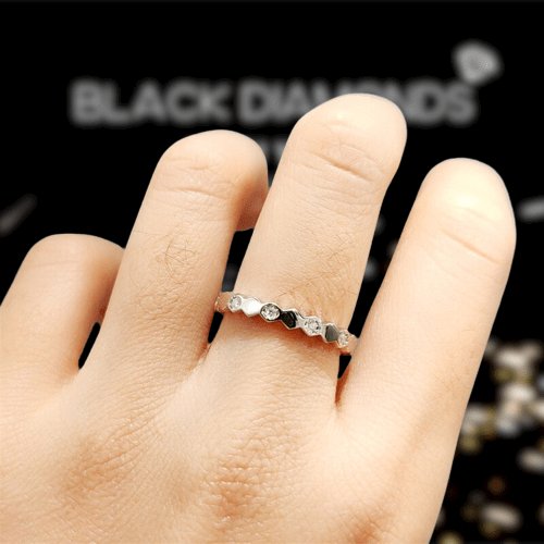 1ct Round Cut D Color Diamond Honeycomb Shape Wedding Band-Black Diamonds New York