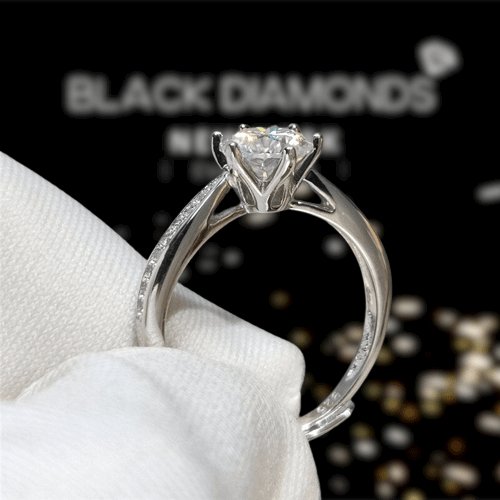 1ct Round Cut Diamond D Color Moissanite Engagement Ring-Black Diamonds New York