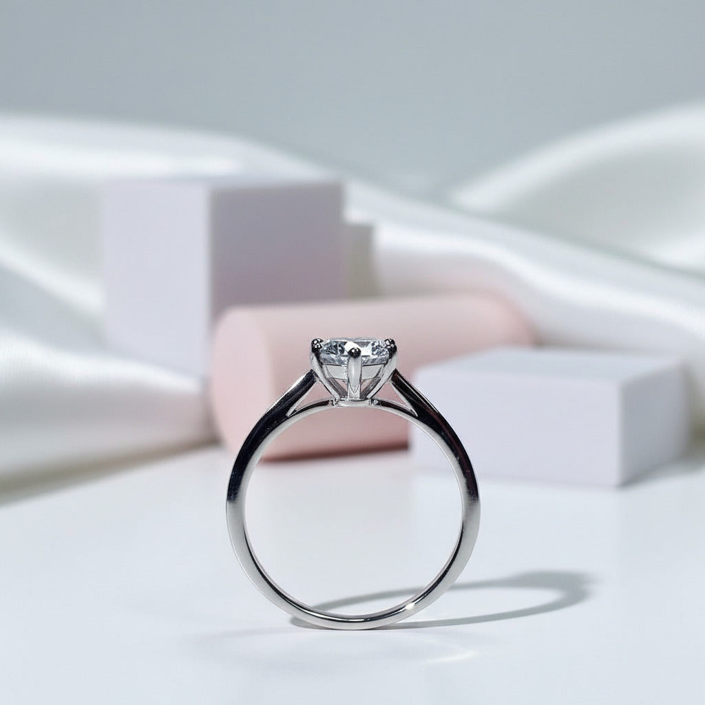 1ct Round Cut Diamond Classic 6 Prong Engagement Ring-Black Diamonds New York