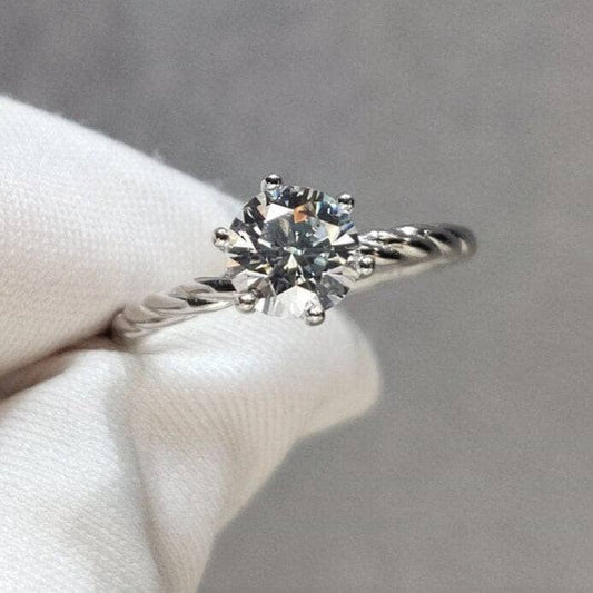 1ct Round Cut Moissanite Creative Rope Shape Engagement Ring-Black Diamonds New York