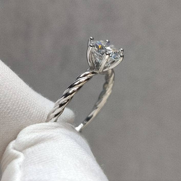 1ct Round Cut Moissanite Creative Rope Shape Engagement Ring-Black Diamonds New York