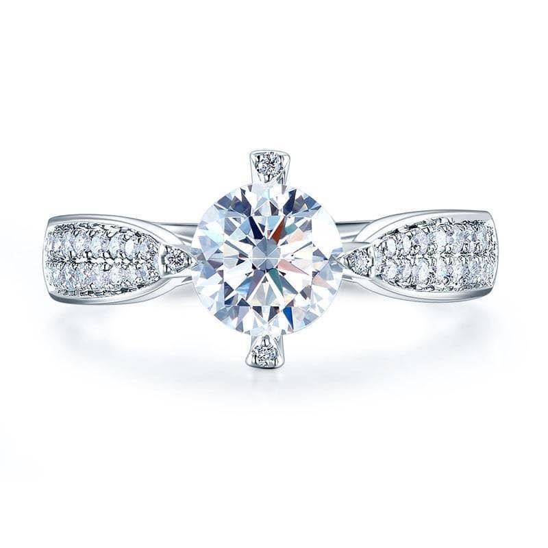 1ct Round Cut Moissanite Diamond14K White Gold Engagement Ring
