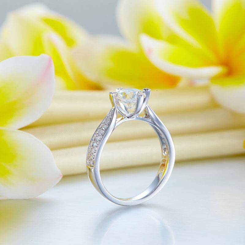 1ct Round Cut Diamond14K White Gold Engagement Ring-Black Diamonds New York