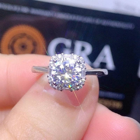1ct Round Cut Diamond Halo Engagement Ring-Black Diamonds New York