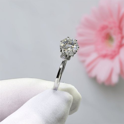 1ct Round Cut Diamond Love Crown Engagement Ring-Black Diamonds New York