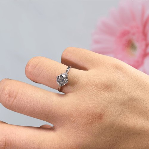1ct Round Cut Moissanite Love Crown Engagement Ring - Black Diamonds New York