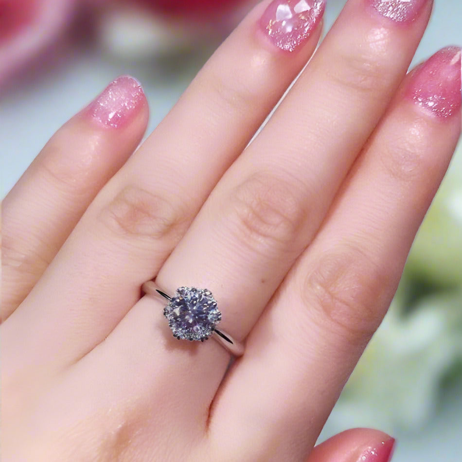 1ct Round Cut Diamond Snowflake Engagement Ring-Black Diamonds New York