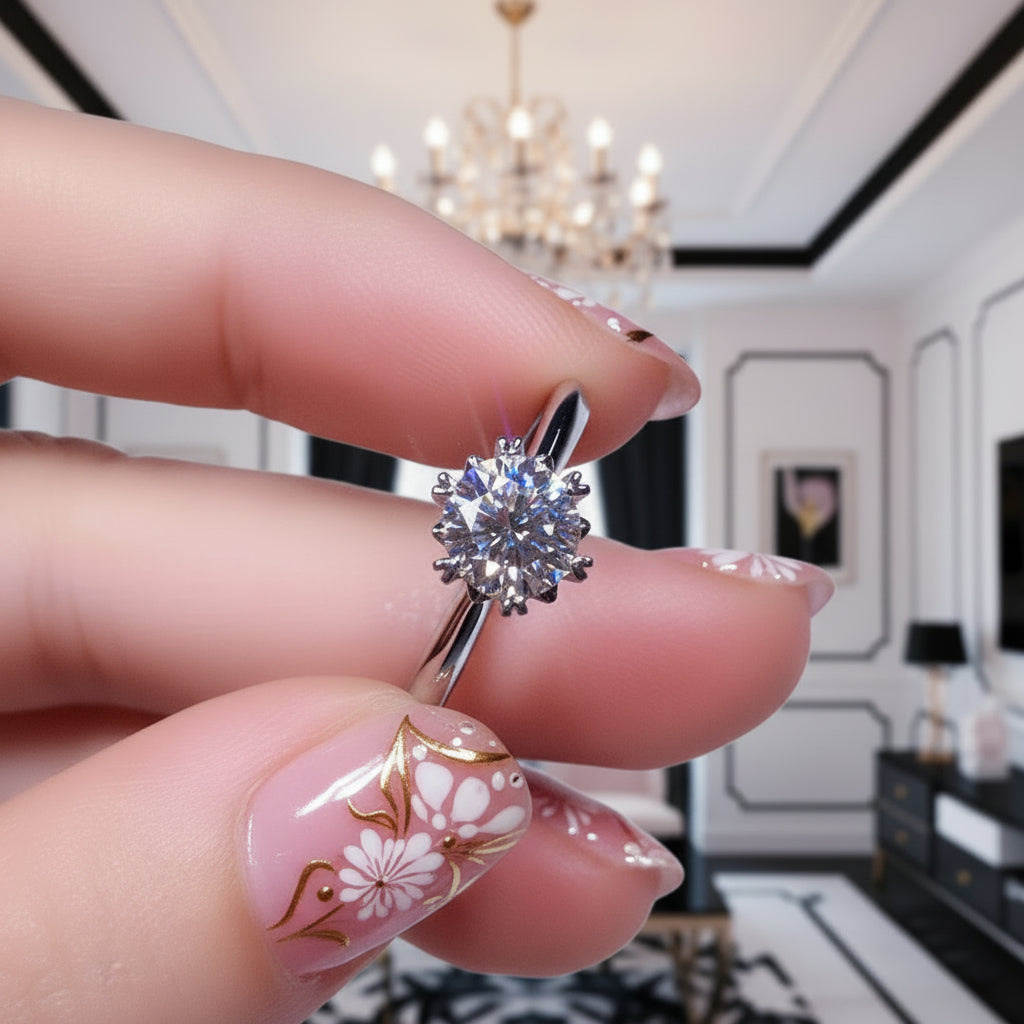 1ct Round Cut Diamond Option Snowflake Engagement Ring-Black Diamonds New York