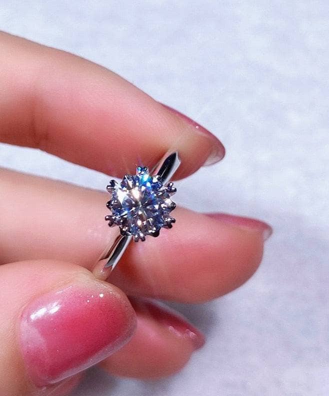 1ct Round Cut Moissanite Snowflake Engagement Ring-Black Diamonds New York