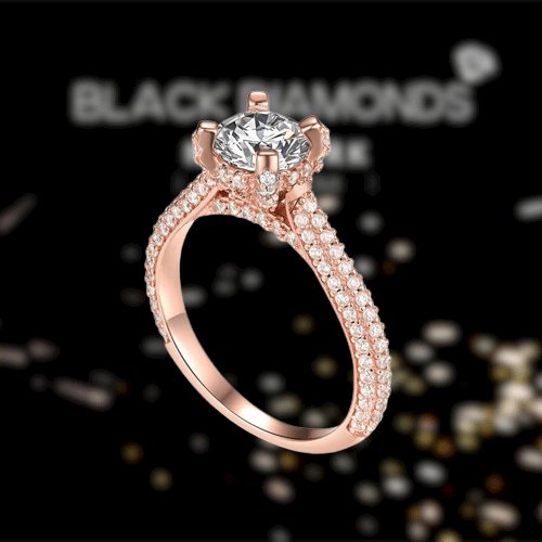1ct Round Cut VVS1 D Color Moissanite Engagement Ring-Black Diamonds New York