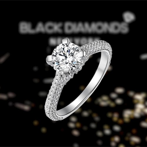 1ct Round Cut VVS1 D Color Moissanite Engagement Ring - Black Diamonds New York