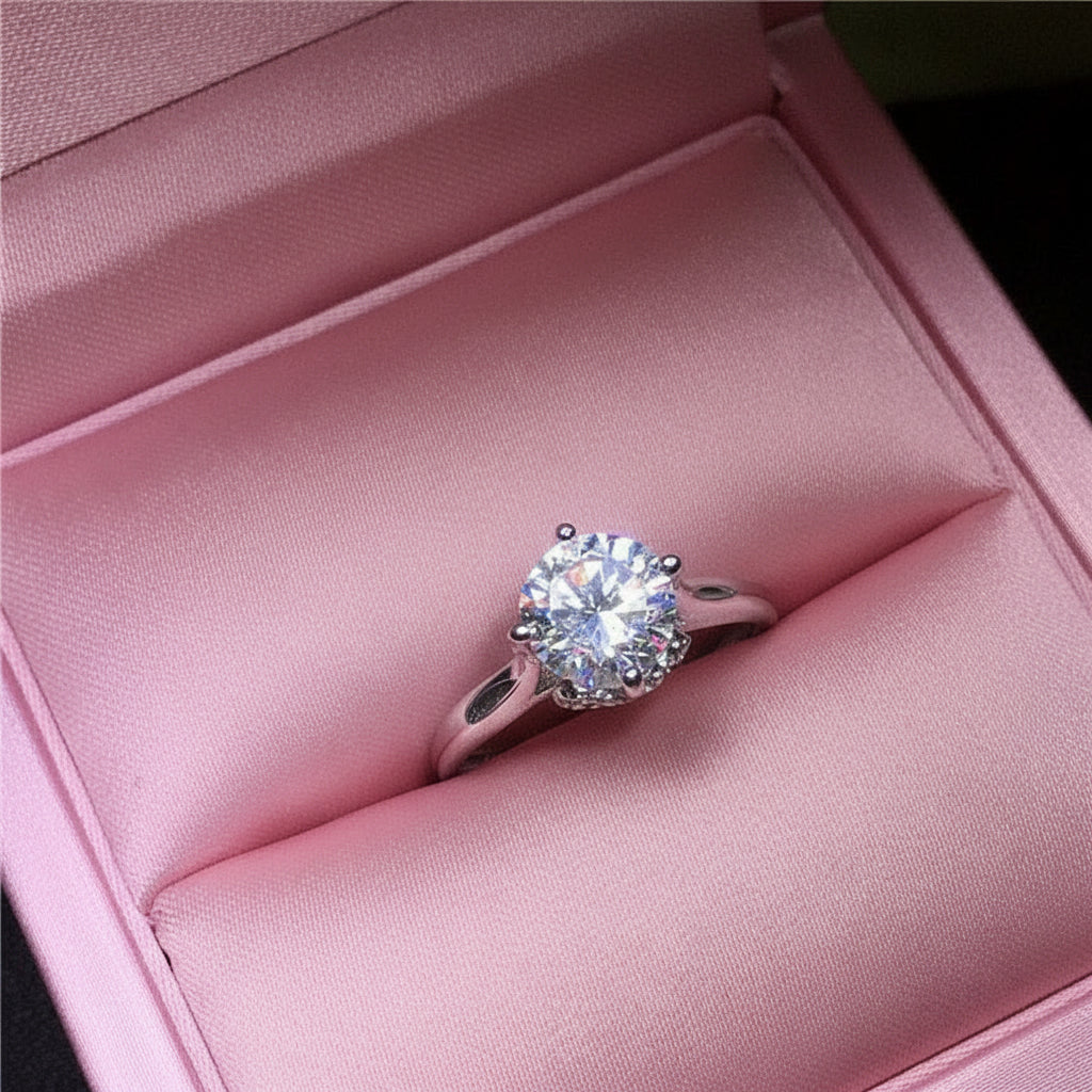 1.0 Ct Round Cut VVS1 Diamond Engagement Ring-Black Diamonds New York