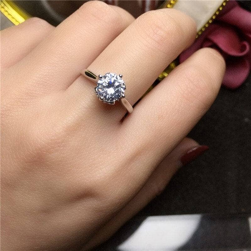 1ct Round Cut VVS1 Moissanite Engagement Ring-Black Diamonds New York