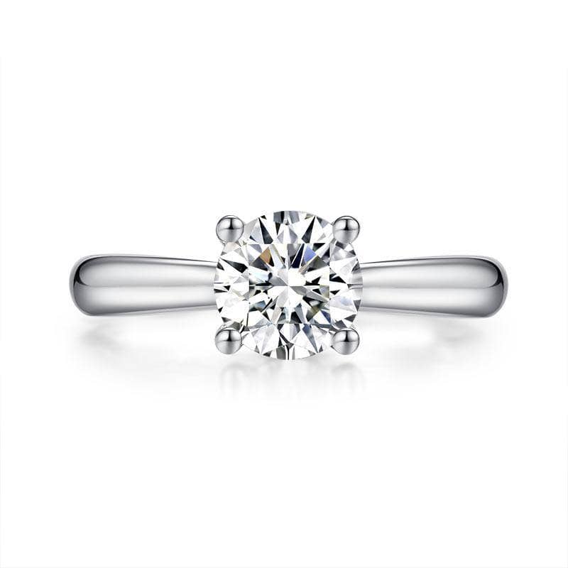 1ct Round Moissanite Engagement Ring - Black Diamonds New York-Black Diamonds New York