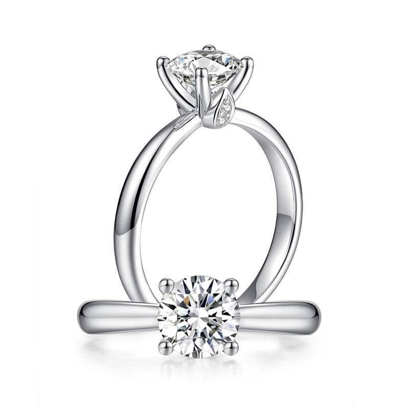 1ct Round Moissanite Engagement Ring - Black Diamonds New York-Black Diamonds New York