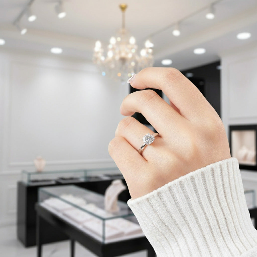 1ct Round Diamond Engagement Ring-Black Diamonds New York