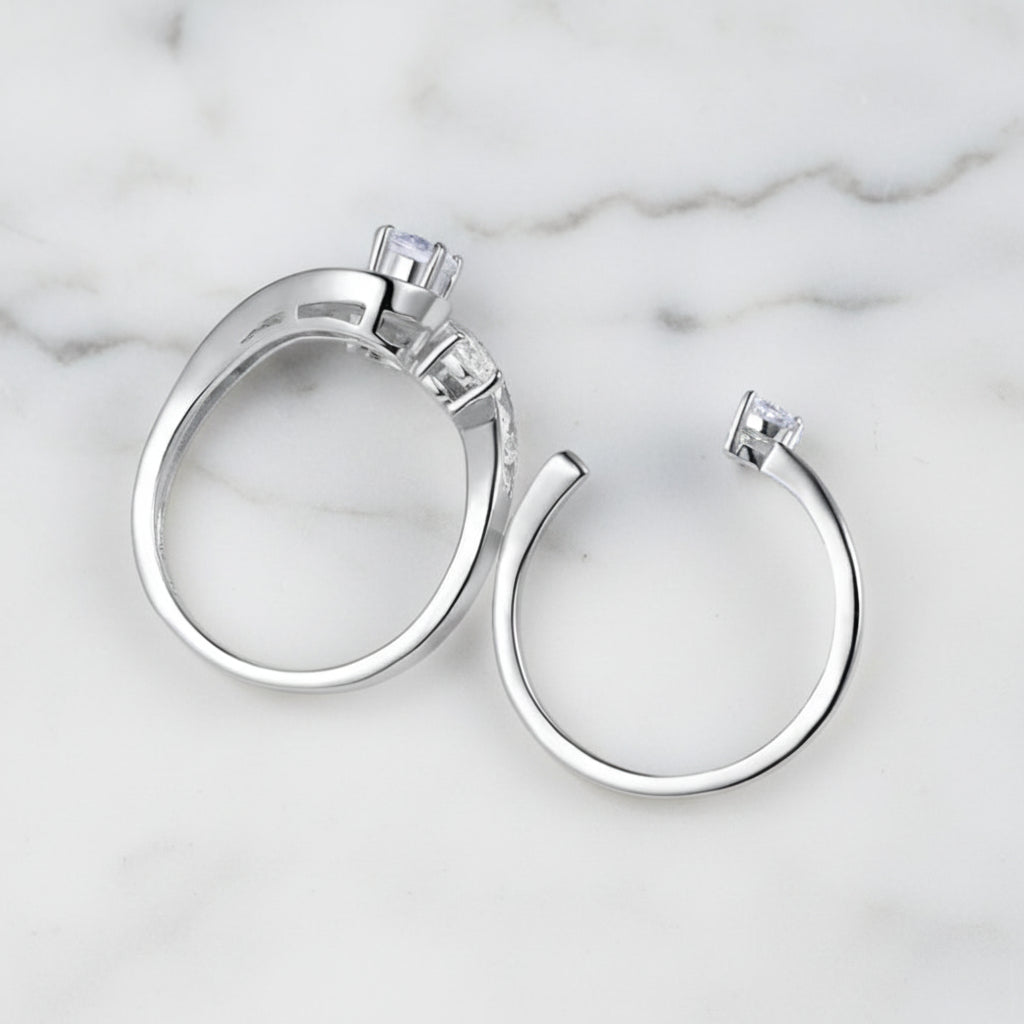 Three-Stone Swirl Engagement Ring Set with Diamond Option-Black Diamonds New York