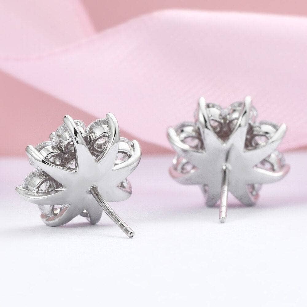 1ct Snowflake Shaped 6.5mm Halo Diamond Stud Earrings-Black Diamonds New York