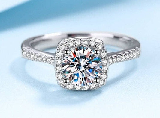 1ct Square Sparkling Diamond Engagement Ring-Black Diamonds New York